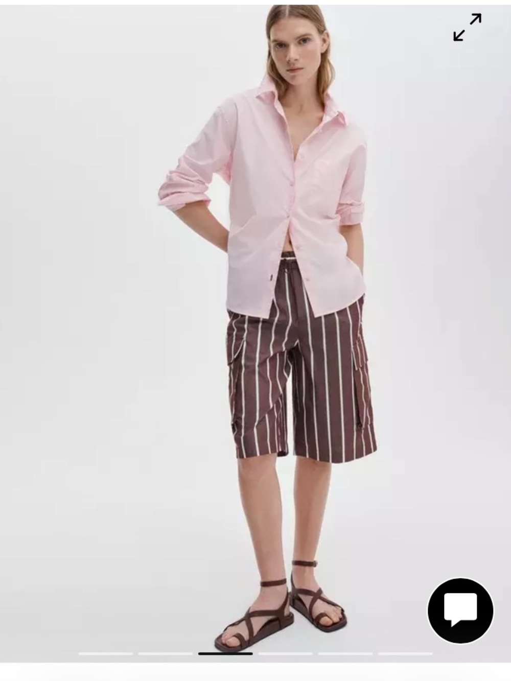 Rag & Bone Connie Poplin Peony Light Pink Button-Up Shirt - Picture 3 of 9